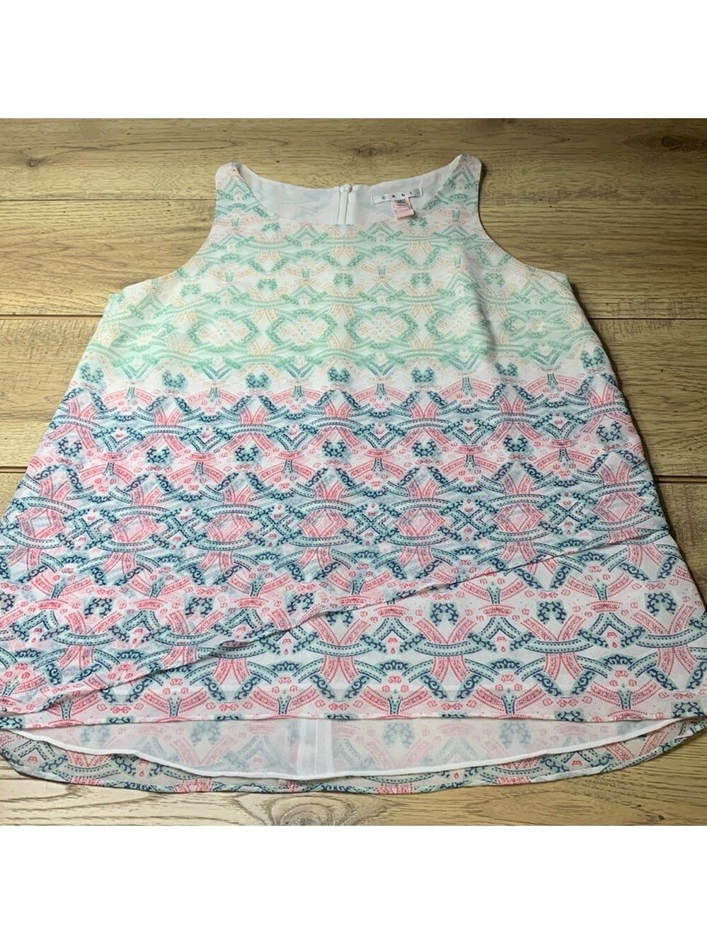 Cabi Tiered Sheer Sleeveless Tunic Size Medium